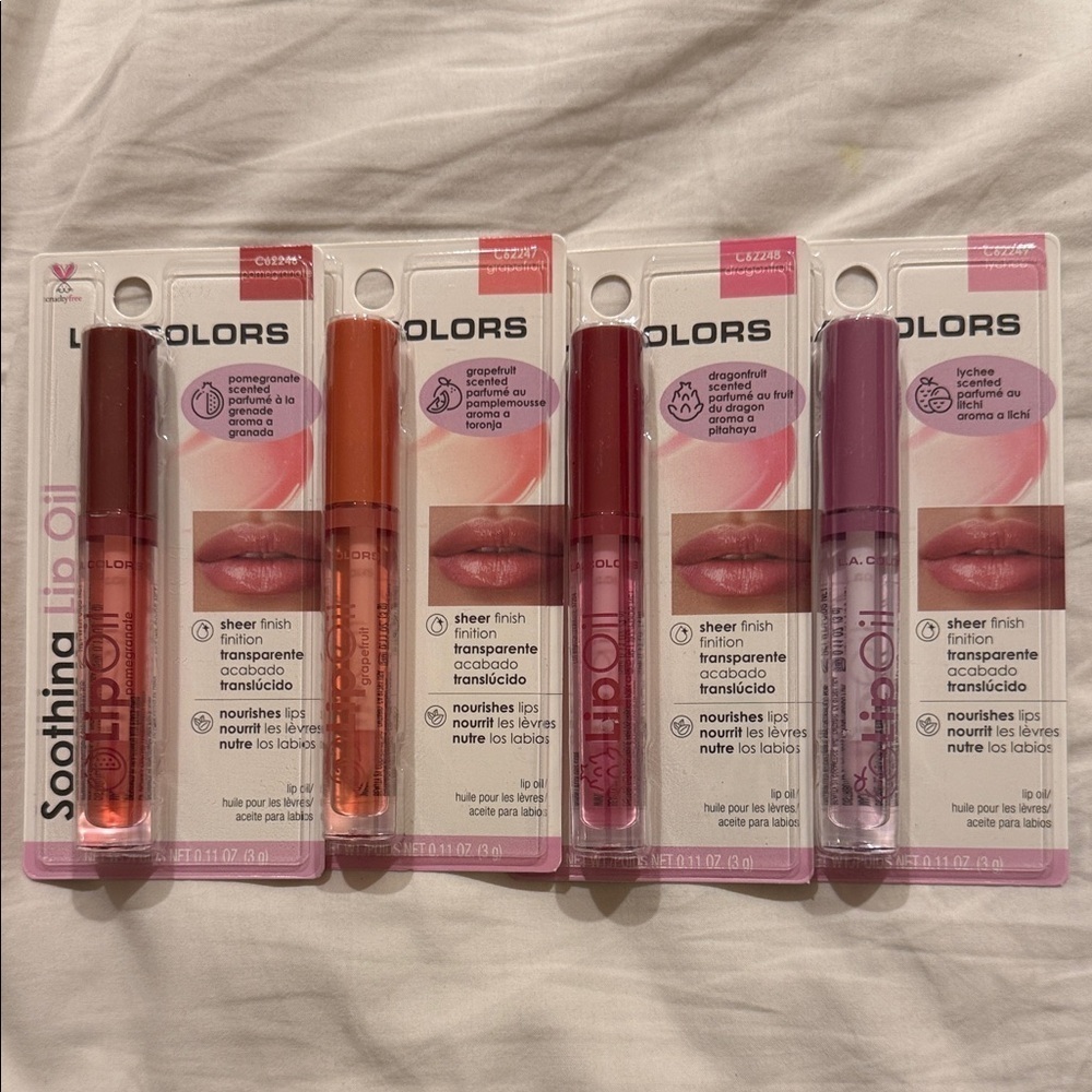 L.A. Colors Soothing Lip Oil Collection - Red, Orange, Pink, Purple